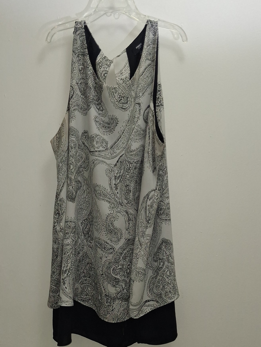 Premise Black & Cream Paisley Layered V-Back Camisole Top